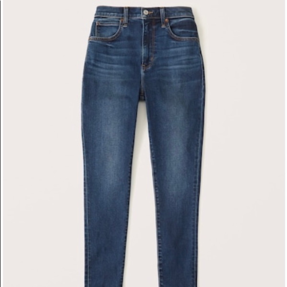 Abercrombie & Fitch Curve Love High Rise Super Skinny Ankle Jeans Dark Wash